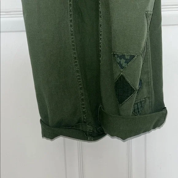 Anthropologie Green Overalls with Geometric Patches - Picture 7 of 12